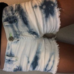 bleached washed jeans shorts